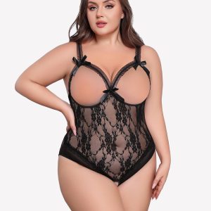 Plus Size Crotchless Exotic Lace Teddies