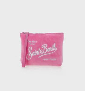 Pochette aline in velluto rosa