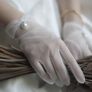 Polyester Wrist Length Glove Gloves / Imitation Pearl With Faux Pearl / Pure Color Wedding / Party Glove 2025 - $10.99