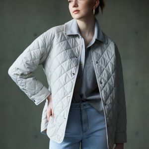 QUILTED LONG SLEEVE BUTTON DOWN JACKET