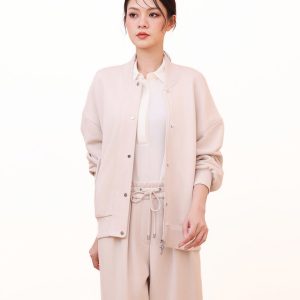 RELAXED BOMBER JACKET WITH HARDWARE TRIM