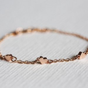 Rose Gold Heart Bracelet, White Gold Bracelet