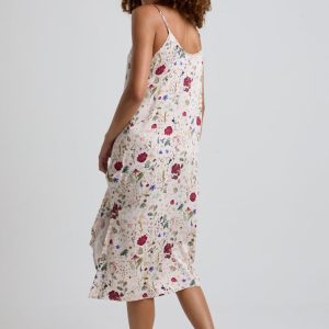 Rosie V-Neck Pressed Floral Print Nightie In Cream