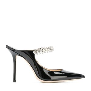 SABOT BING 100 IN PELLE NERA VERNICIATA CON CINTURINO DI CRISTALLI