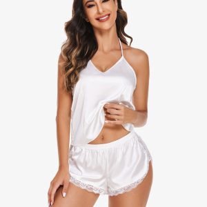 Satin Pajama Set Cami Lace Sleepwear