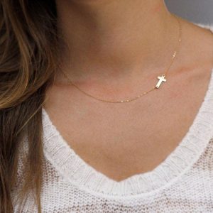 Sideways Cross Necklace, Celebrity Necklace