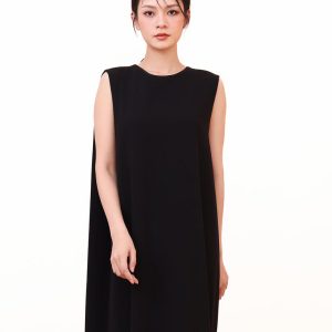 SLEEVELESS CREW NECK DRESS WITH BACK PANEL DETAIL