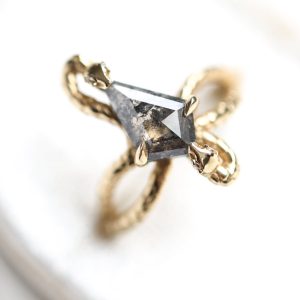 Snake Kite Salt And Pepper Diamond Ring - Ready to Ship