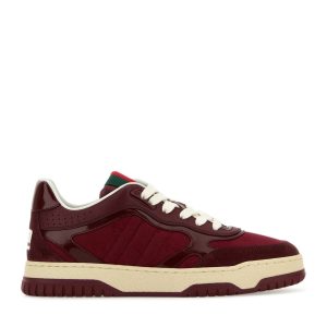SNEAKERS RE-WEB BORDEAUX IN PELLE E TESSUTO GG SUPREME