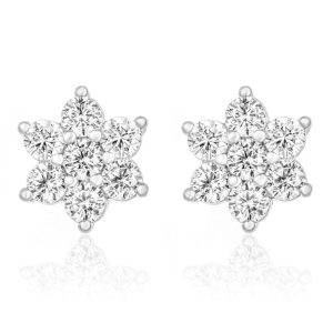 Snowflake Stud Earrings/18K White Gold Vermeil & Cubic Zirconia
