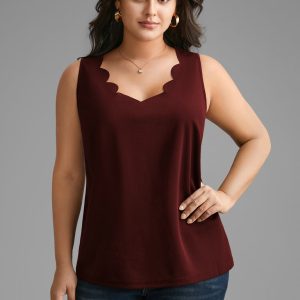 Solid V Neck Laser Cut Tank Top