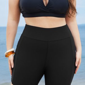 Solid Wideband Waist Swim Shorts
