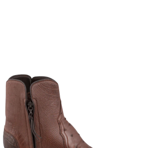 Stallion Ostrich & Caiman Zorro Ankle Boots - Tobacco