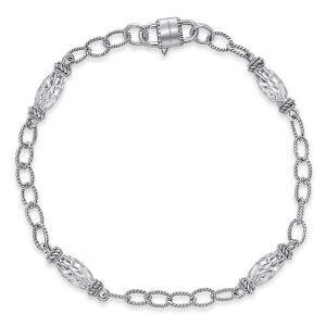 Sterling Silver Filigree Station Chain Bracelet