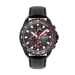 STONE MARTEN Leather Black Red 42mm - Swiss Made