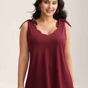 Supersoft Stretchy Scalloped Neck Tank Top