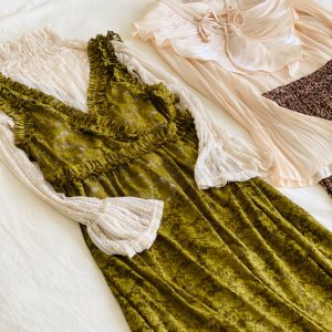 Tadema Dress (Mustard Green)