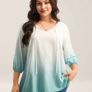 Tie-Dye Rayon Neck Tie Blouse
