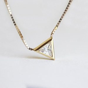 Trillion Diamond Necklace, Solitaire Diamond Necklace