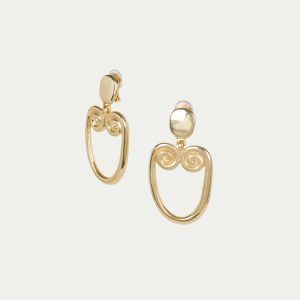 TT x KJL Gold Double Scroll Clip-On Earrings