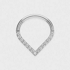 V-Shape Bejewelled Titanium Septum Clicker