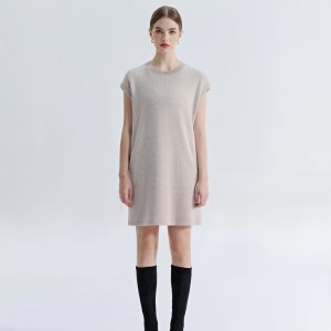 WOOL CASHMERE CAP SLEEVES SHEATH DRESS