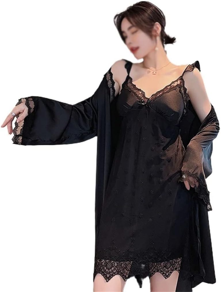 Sexy Pajamas, Women’s ice Ribbon, Breast pad, lace, pures Lust, Suspender, Nightgown, housewear(X-Large)