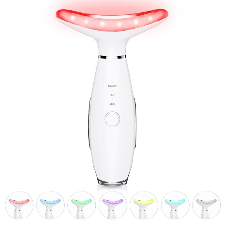 7 Color Neck Face Massager Facial Massager Tool for Skin Care at Home Vibrating Face Massager with Thermals Galvanic Machines White