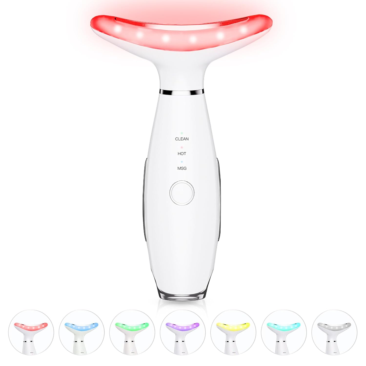 7 Color Neck Face Massager Facial Massager Tool for Skin Care at Home Vibrating Face Massager with Thermals Galvanic Machines White