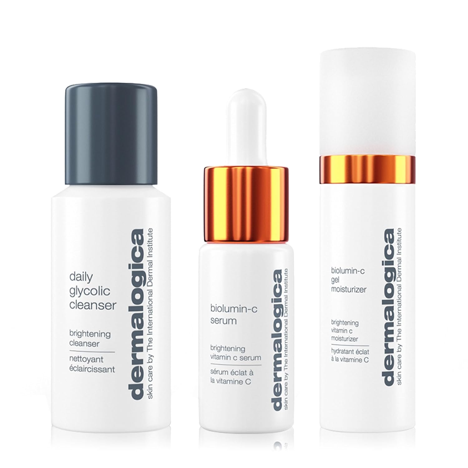 Dermalogica Daily Brightness Boosters Facial Skin Care Kit Contains BioLumin C Serum 03 oz BioLumin C Gel Moisturizer 05 oz and Daily Glycolic Cleanser 1 oz