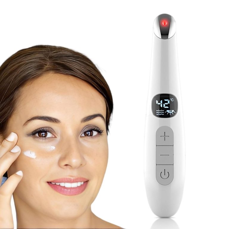 Eye Lift Wand 3 in 1 Vibrating Red Light 98F to 113F LCD Display Eye Massager for Dry Eyes Dark Circles and Puffiness Electrical Face Neck Sculpting Pen for Fine Lines and Wrinkles