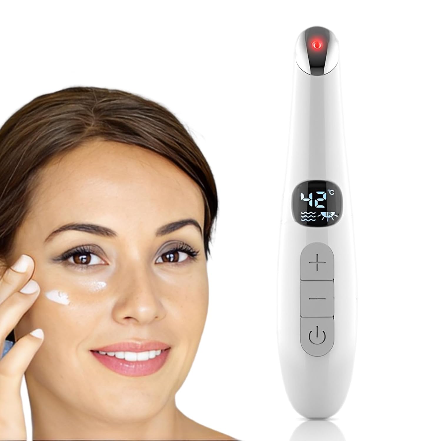Eye Lift Wand 3 in 1 Vibrating Red Light 98F to 113F LCD Display Eye Massager for Dry Eyes Dark Circles and Puffiness Electrical Face Neck Sculpting Pen for Fine Lines and Wrinkles
