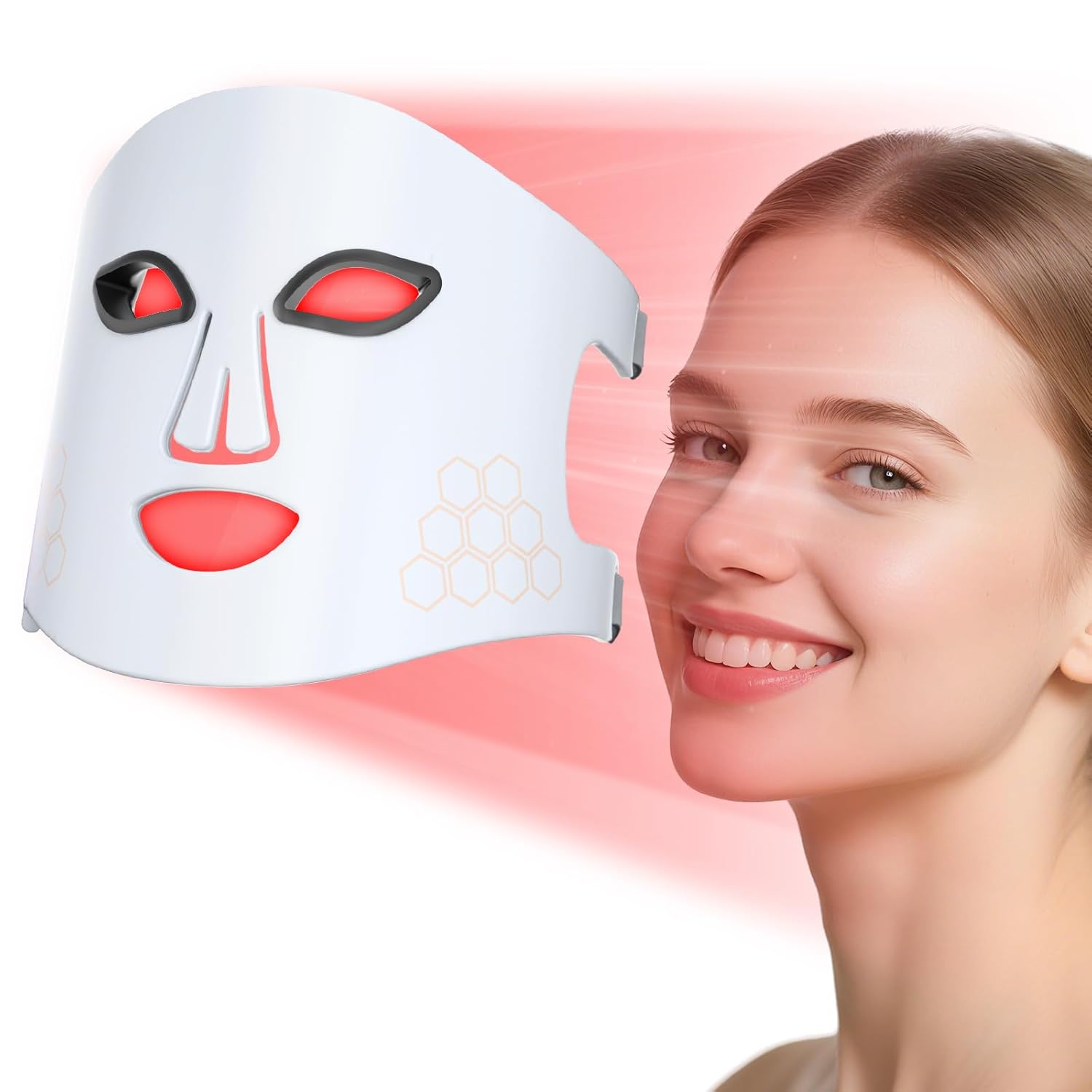 Professional Red Light Therapy Mask for Face 4 in 1 LED Facial Rejuvenation Device with 660nm Red Light 850nm Near Infrared Portable Anti Aging Skincare for Wrinkles Acne Collagen Boost