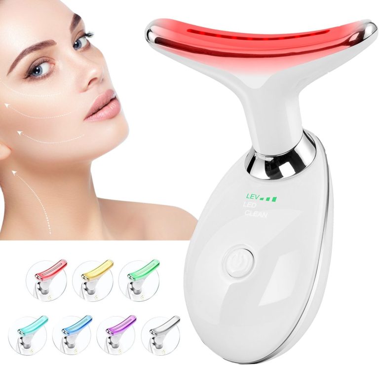 Red-Light-Therapy-for-Face and Neck, Face  culpting Wand with 7 Color, Anti rinkles Facial Massager for Face and Neck Tool for Skin Care (White)
