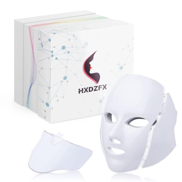 LED FACIAL LIGHT THERAPY MASK Led Face Mask Light Therapy 7 Led Light Therapy Facial Skin Care Mask Blue Red Light for Acne Photon Mask Skin Care Mask for Face and NeckWhite