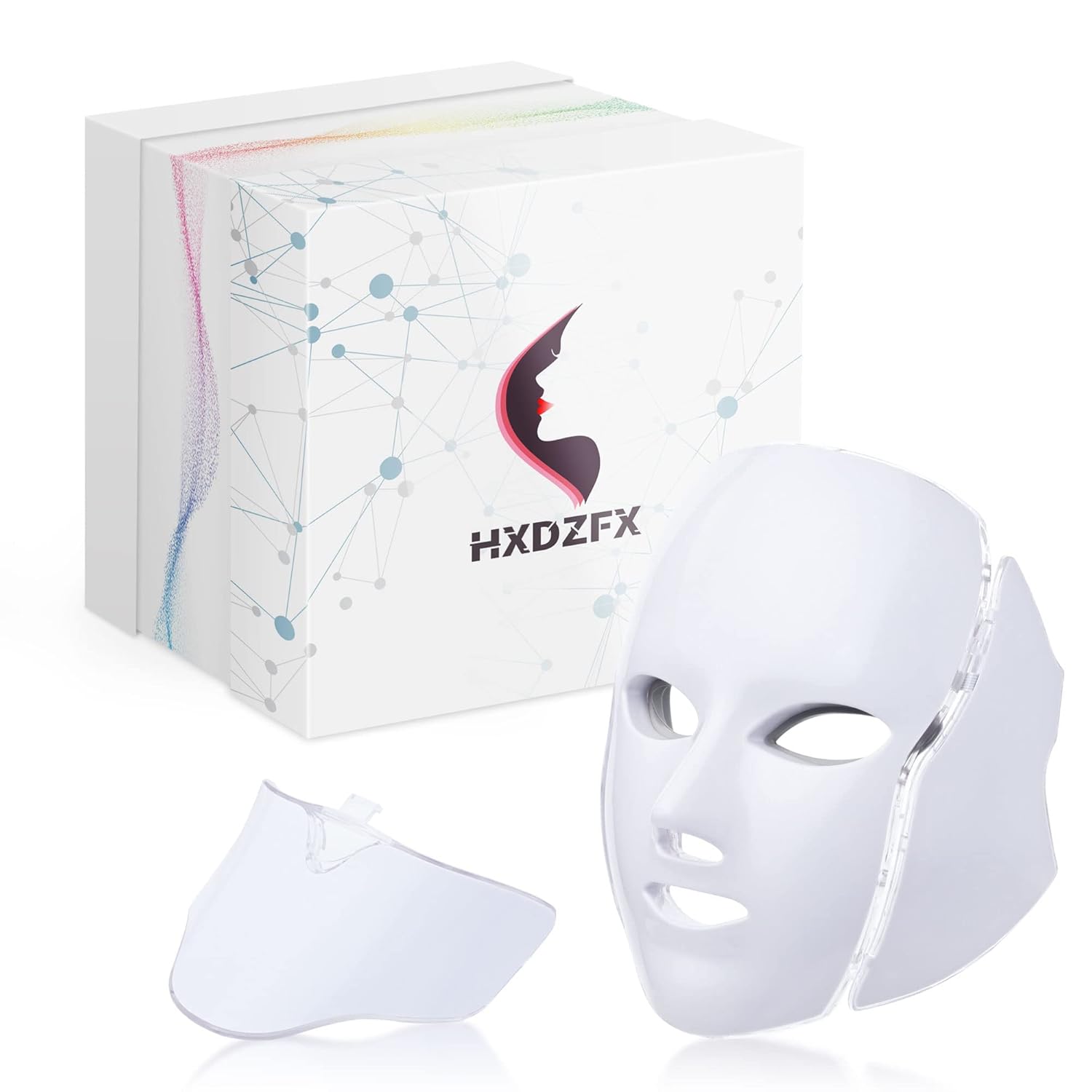 LED FACIAL LIGHT THERAPY MASK Led Face Mask Light Therapy 7 Led Light Therapy Facial Skin Care Mask Blue Red Light for Acne Photon Mask Skin Care Mask for Face and NeckWhite