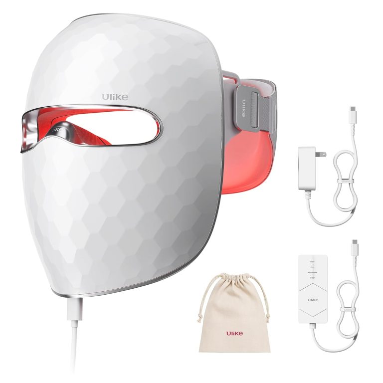 Ulike ReGlow LED Light Therapy Mask Red Light Therapy for Face 4 Modes with Red Blue Yellow Infrared Red Lights for Reduce Acne Anti Aging Eye Protection 272 Beads Remote Control