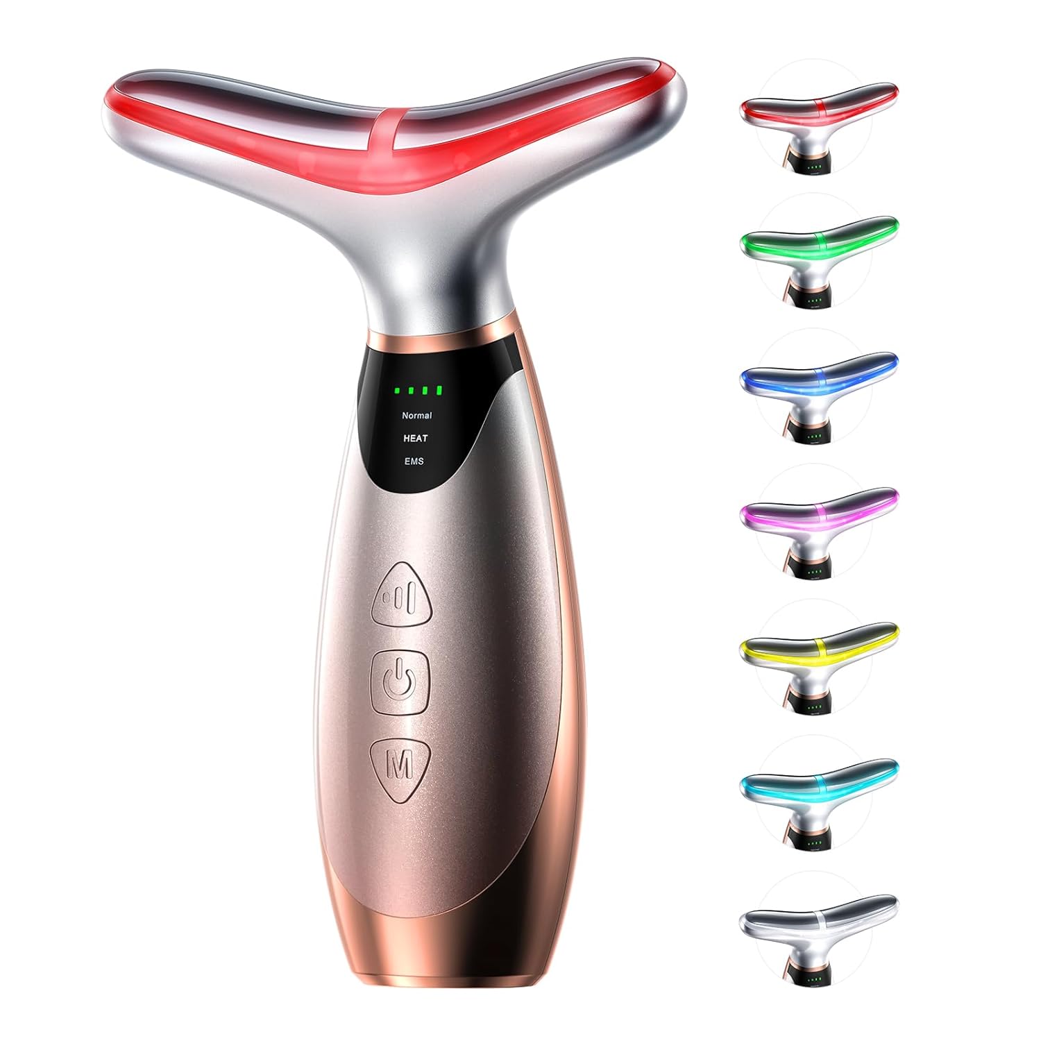 Facial Massager 7 Colors Red Light Therapy for Face and Neck Face Lift Device with 113F Heating Vibration for Multi Skin Care