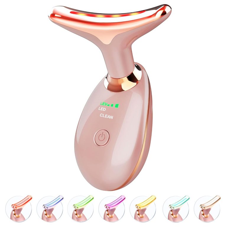 Light Based Face Neck Massager 7 Color Portable Facial Massager for Skin Care Rose Gold
