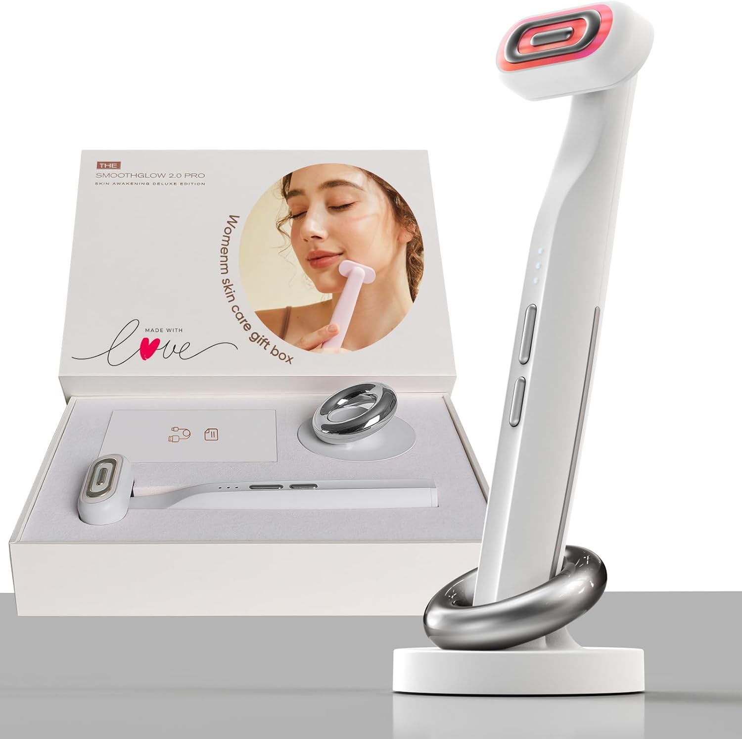 SMOOTHGLOW 20 PRO Awakening 4D 9 in 1 Red Light Therapy for Face Home Radiant Renewal Facial Wand LED Light Therapy Wand for Face Lift Firm Anti Aging Wrinkle Rejuvenation Gift Set for Women