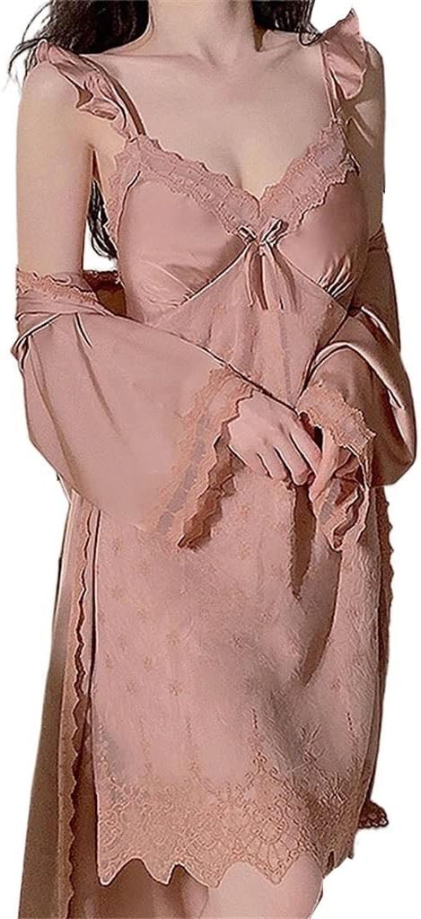 Sexy Pajamas, Women’s ice Ribbon, Breast pad, lace, pures Lust, Suspender, Nightgown, housewear(Medium)