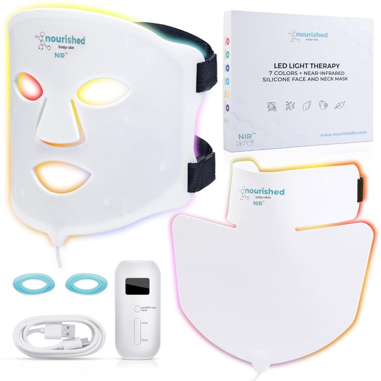 7 Colors LED Face and Neck Mask with Near Infrared Blue Red Light Therapy for Face 228 LEDs Skincare Tool for Anti Aging
