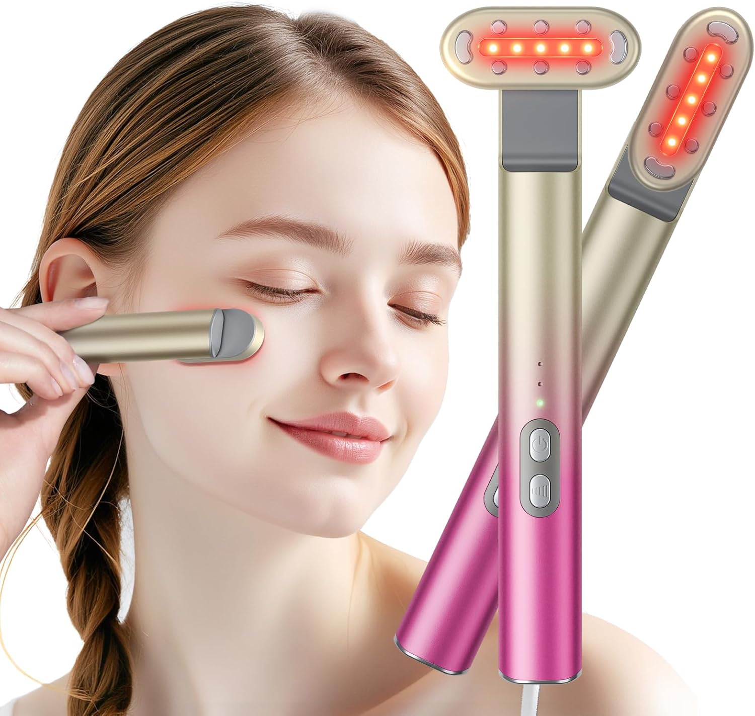 7 in 1 Red Light TherapyRed Light Therapy for Face Eye Skincare Equipment at HomeRed for Skincare Blue Rejuvenation Tool Gradient Purple Pink