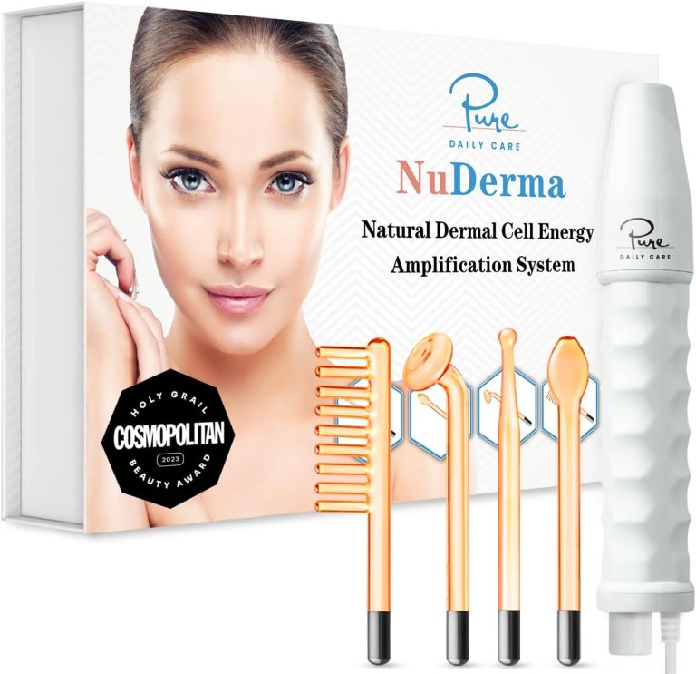 Pure Daily Care NuDerma Handheld Skin Therapy Wand Machine wNeon Anti Aging Skin Tightening Wrinkle Reducing Dark Circles Clarifying Hair Scalp Stimulator
