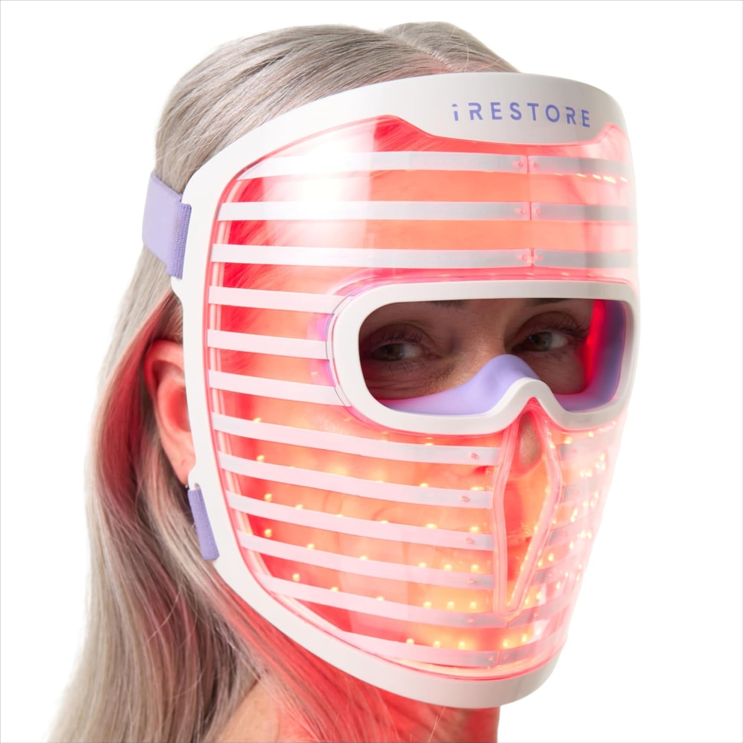 iRestore Red Light Therapy for Face Anti Aging LED Face Mask for Youthful Radiant Skin with Reduced Wrinkles Fine Lines Red Blue Infrared Therapy Mask Facial Skincare Device with 360 LEDs