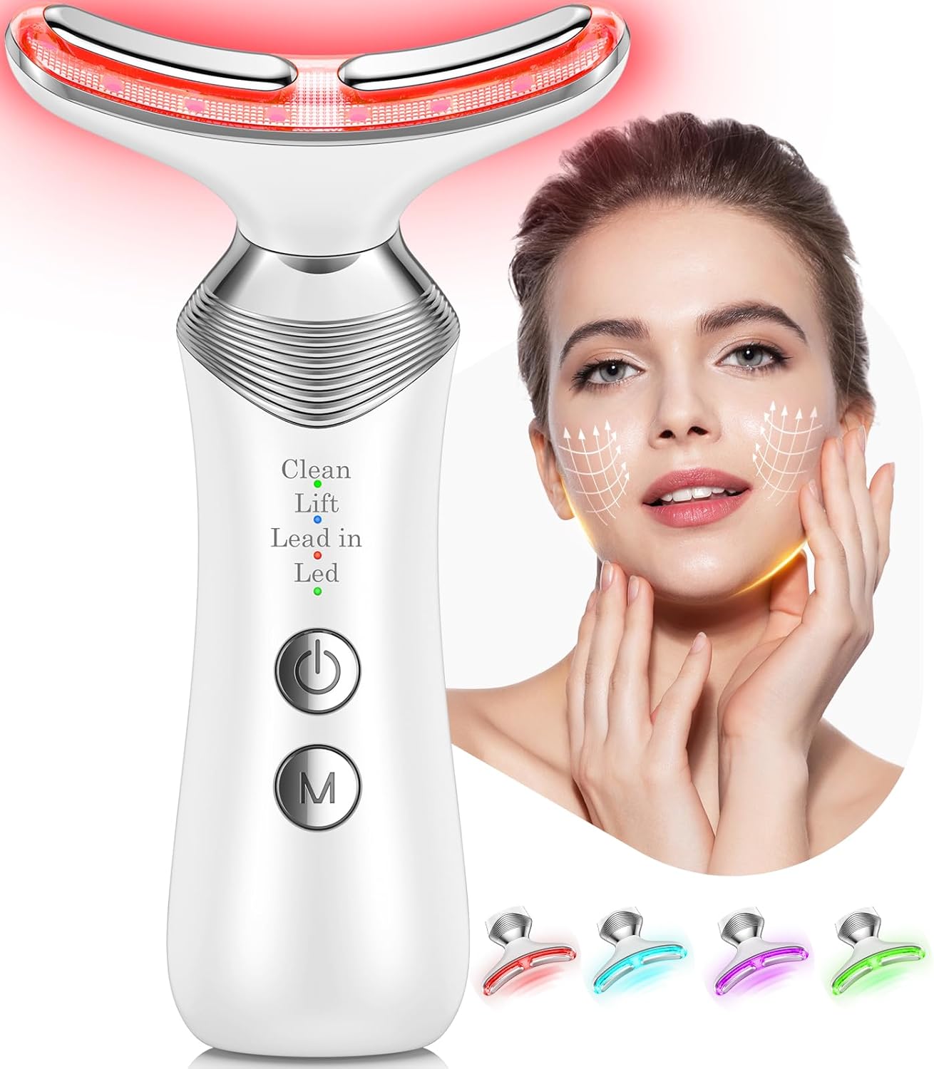 Face and Neck Massager 7 in 1 Multifunctional Facial Massager Tool with 4 Modes Portable Facial Skin Care Tools Beauty Device for Home Travel