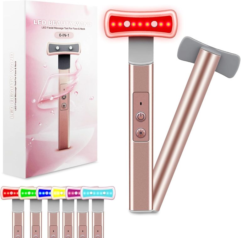 Red Light Therapy for Face 6 in 1 LED Light Therapy Eye Equipment for SkinFace Wand with Facial Massager Skincare Facial WandVibration Thermal MicrocurrentPortable Beauty Tools