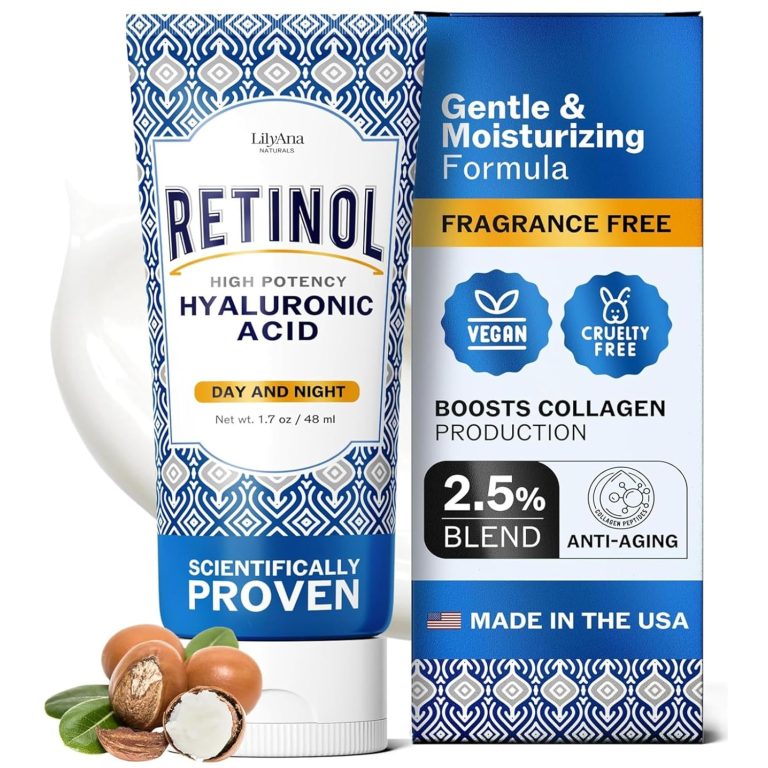 LilyAna Naturals Anti Aging Retinol Face Cream for Women  Wrinkle & Neck Cream for Firming, Retinol Moisturizer for Face with Hyaluronic Acid, Hydrating Night Cream for Fine Lines, Collagen Boost