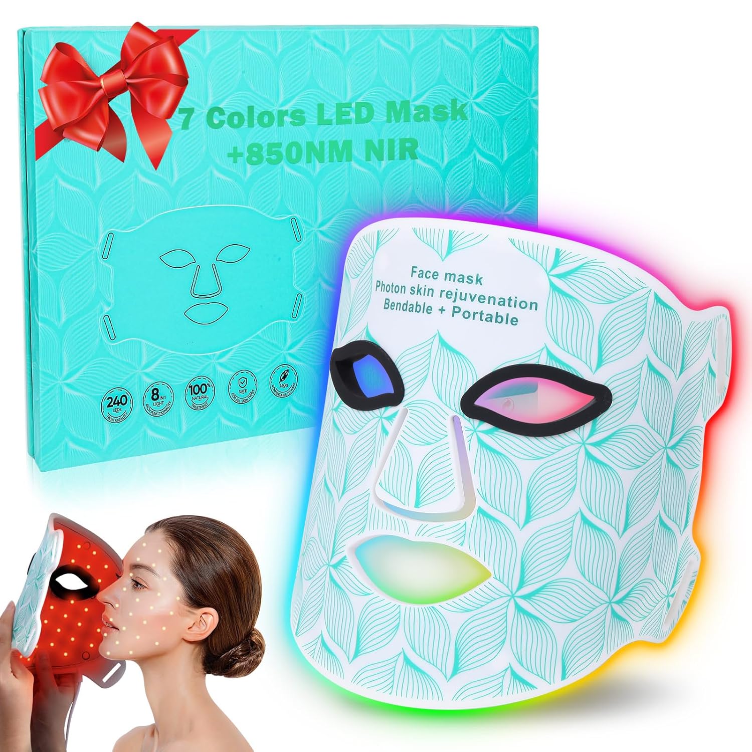 Red Light Therapy for Face 71 Colors LED Face Mask Light Therapy with 850NM Near infrared Portable Rechargeable Red Light Therapy Mask Skin Care Device at Home and Travel for Anti Aging