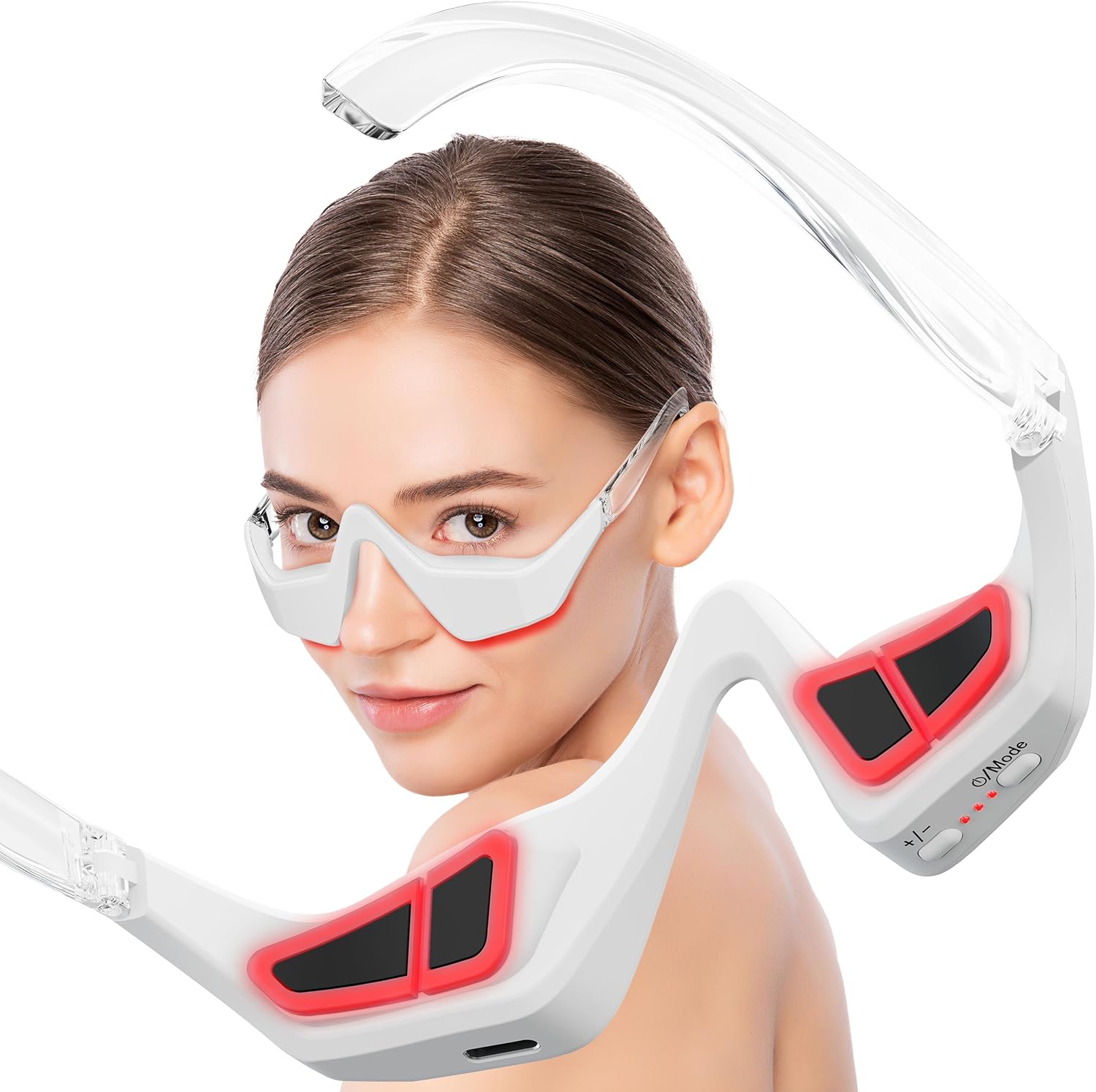 Under Eye Red Light Therapy Device Red Light Therapy Glasses for Eyes Light Weight Eye Massager for Reducing Dark Circles and Puffiness Smoothing Fine Lines